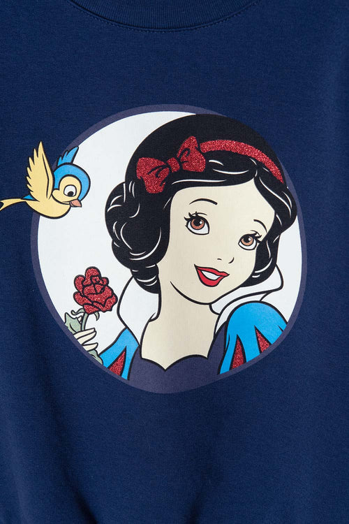 BUZO DE BLANCANIEVES AZUL DE DISEÑO CERRADO PARA NIÑA 2T A 5T