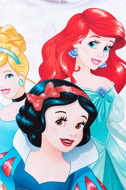 CAMISETA DE PRINCESAS DISNEY BLANCA MANGA CORTA PARA NIÑA 2T A 5T