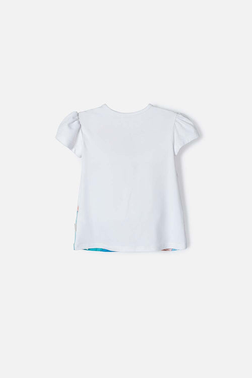 CAMISETA DE PRINCESAS DISNEY BLANCA MANGA CORTA PARA NIÑA 2T A 5T