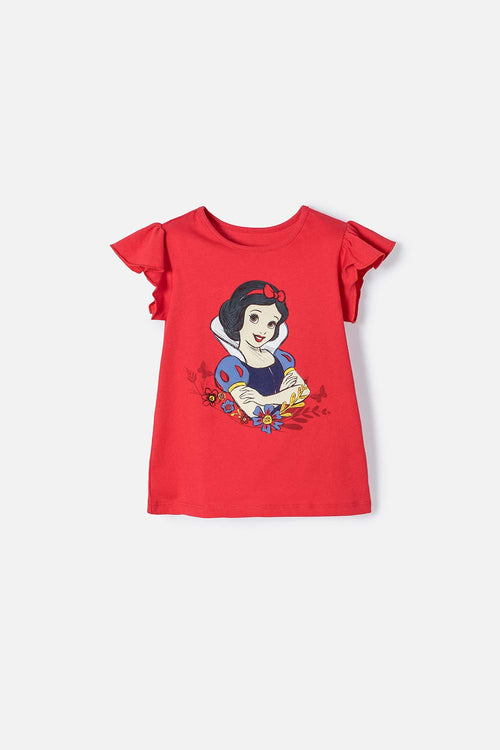 CAMISETA DE BLANCANIEVES ROJA CON BOLERO EN MANGA PARA NIÑA 2T A 5T