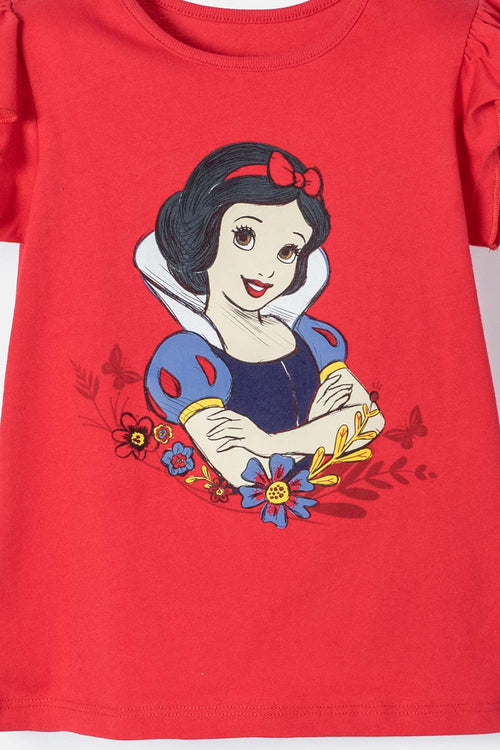CAMISETA DE BLANCANIEVES ROJA CON BOLERO EN MANGA PARA NIÑA 2T A 5T