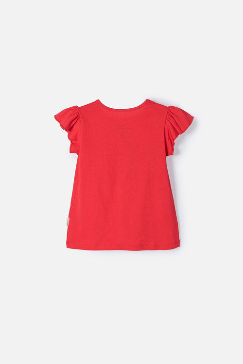 CAMISETA DE BLANCANIEVES ROJA CON BOLERO EN MANGA PARA NIÑA 2T A 5T