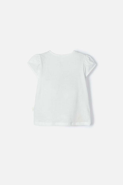 CAMISETA DE BLANCANIEVES MARFIL ESTAMPADA EN FRENTE PARA NIÑA 2T A 5T