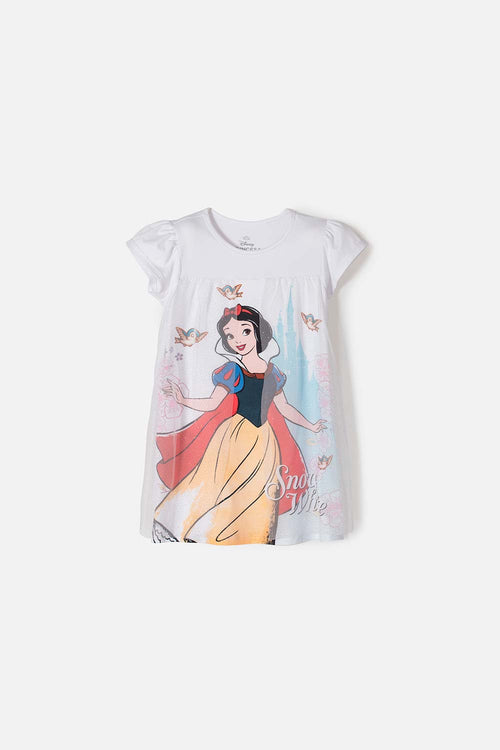 PIJAMA DE BLANCANIEVES BLANCA TIPO BATOLA PARA NIÑA 2T A 5T