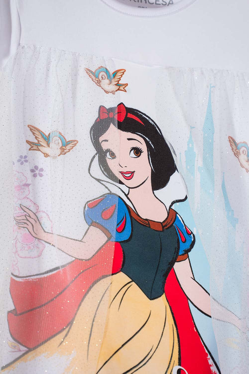 PIJAMA DE BLANCANIEVES BLANCA TIPO BATOLA PARA NIÑA 2T A 5T