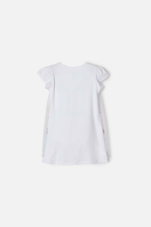 PIJAMA DE BLANCANIEVES BLANCA TIPO BATOLA PARA NIÑA 2T A 5T