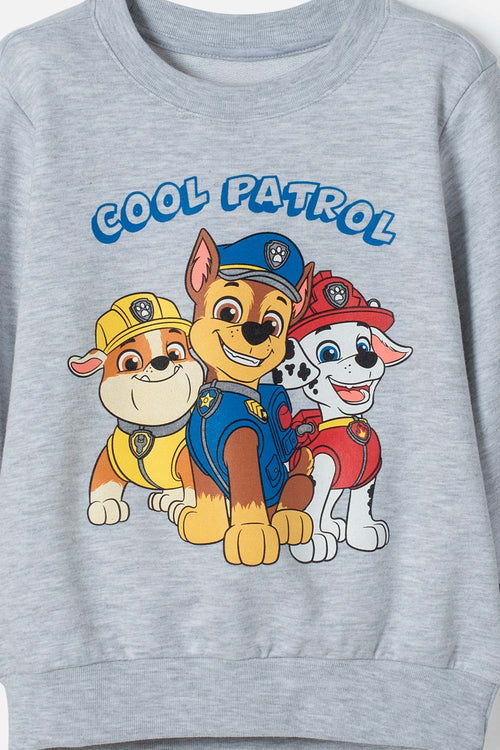 CONJUNTO DE PAW PATROL ROJO Y GRIS JASPE PARA NIÑO 2T A 6T