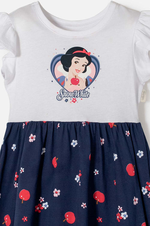 VESTIDO DE BLANCANIEVES BLANCO Y AZUL CON BOLERO EN MANGA PARA NIÑA 2T A 5T