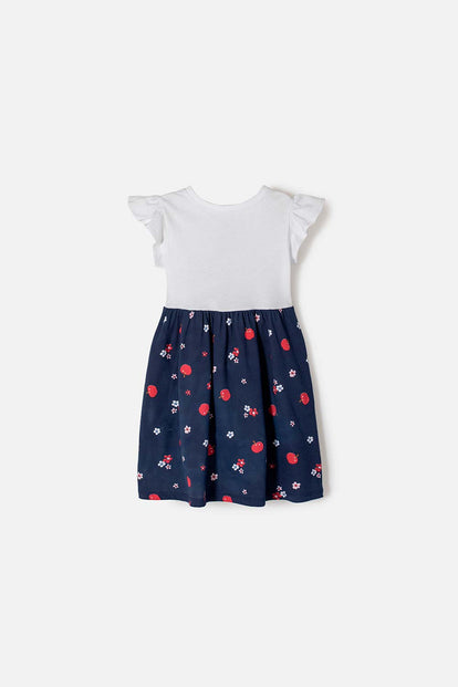VESTIDO DE BLANCANIEVES BLANCO Y AZUL CON BOLERO EN MANGA PARA NIÑA 2T A 5T