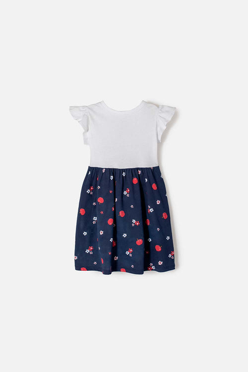 VESTIDO DE BLANCANIEVES BLANCO Y AZUL CON BOLERO EN MANGA PARA NIÑA 2T A 5T