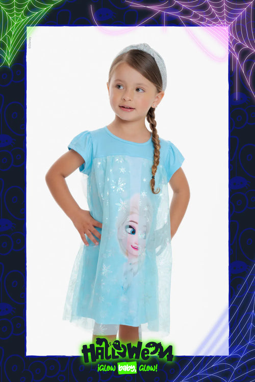 PIJAMA DE FROZEN TIPO BATOLA AZUL PARA NIÑA 2T A 5T