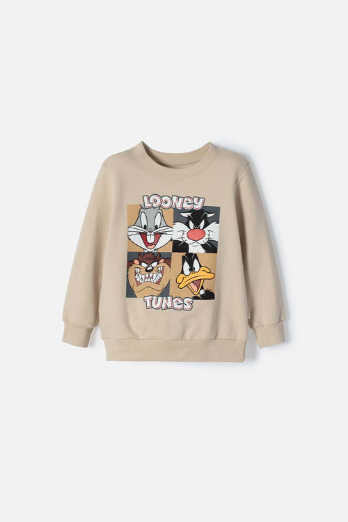 BUZO LOONEY TUNES CERRADO CAQUI PARA NIÑO 2T A 5T