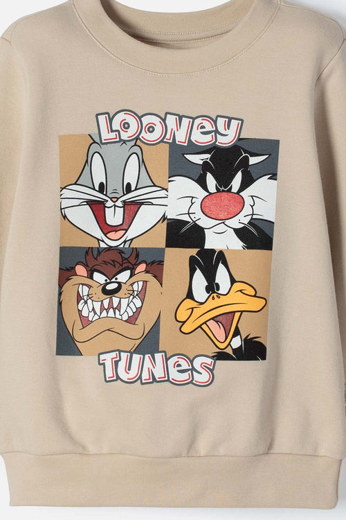BUZO LOONEY TUNES CERRADO CAQUI PARA NIÑO 2T A 5T