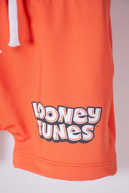 CONJUNTO DE BAÑO LOONEY TUNES NARANJA, GRIS Y BLANCO PARA NIÑO 2T A 5T