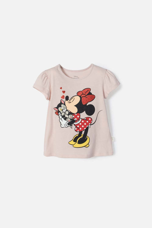 CAMISETA DE MINNIE MOUSE MANGA CORTA ROSADO PARA NIÑA 2T A 5T