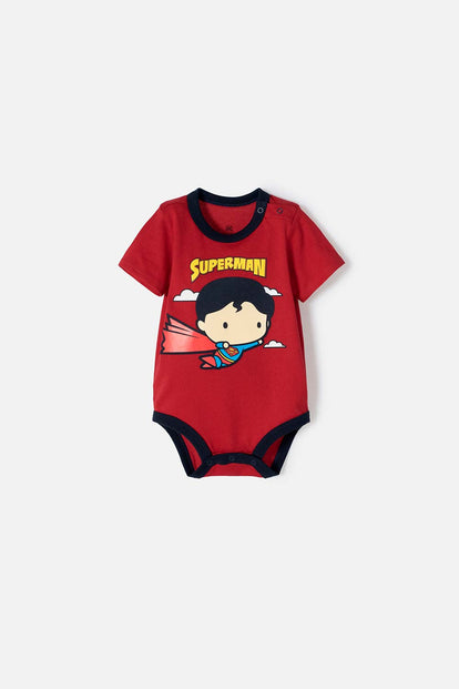 BODY DE SUPERMAN MANGA CORTA ROJO PARA BEBÉ NIÑO
