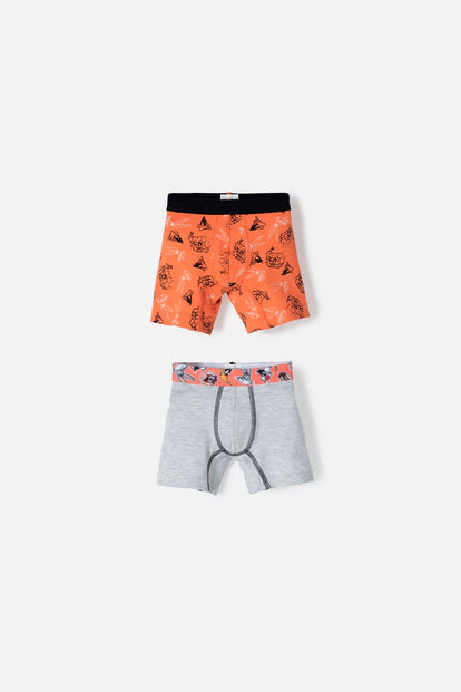 PACK X2 BOXER DE LOONEY TUNES NARANJA Y GRIS PARA NIÑO 2T A 5T