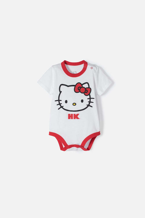 BODY DE HELLO KITTY MANGA CORTA BLANCO PARA BEBÉ NIÑA