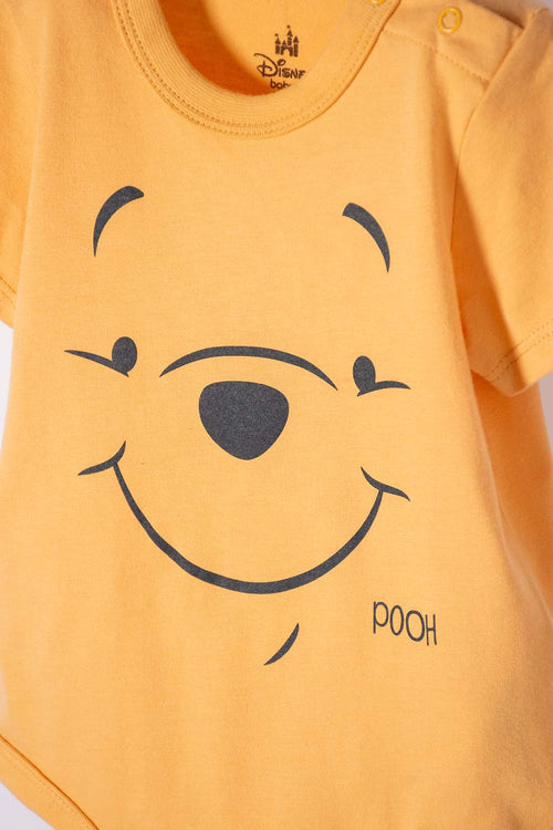 BODY DE WINNIE THE POOH MANGA CORTA MOSTAZA PARA BEBÉ NIÑA