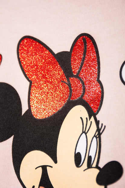 PIJAMA DE MINNIE MOUSE MANGA CORTA ROSA Y ROJO PARA NIÑA 2T A 5T