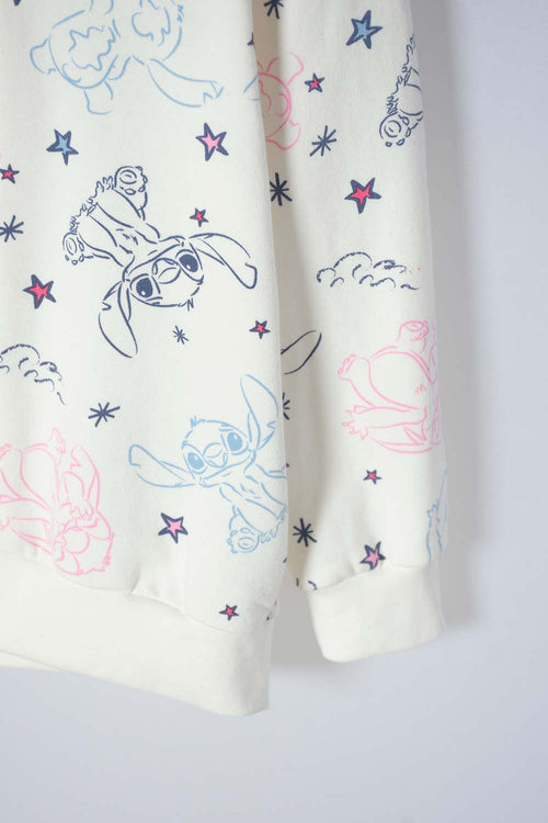 BUZO DE STITCH MARFIL CON CAPUCHA PARA NIÑA 2T A 5T