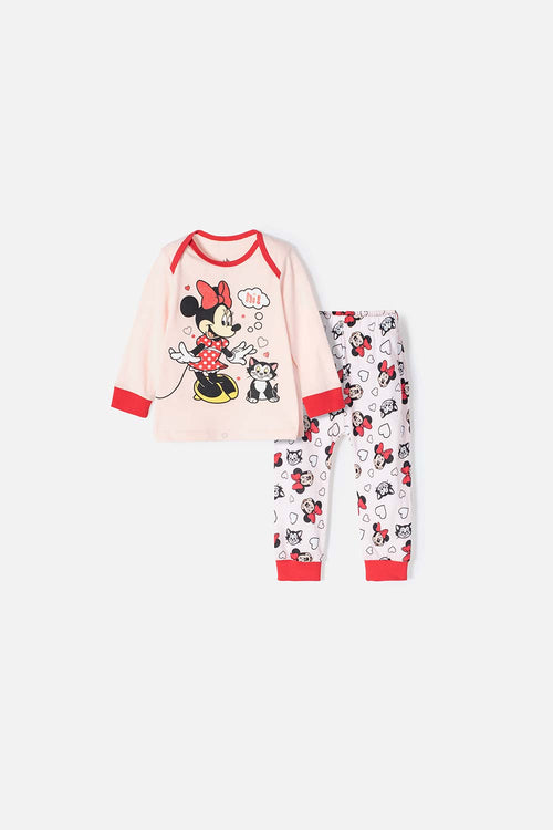 PIJAMA DE MINNIE MOUSE ESTAMPADO ROSADO PARA BEBÉ NIÑA
