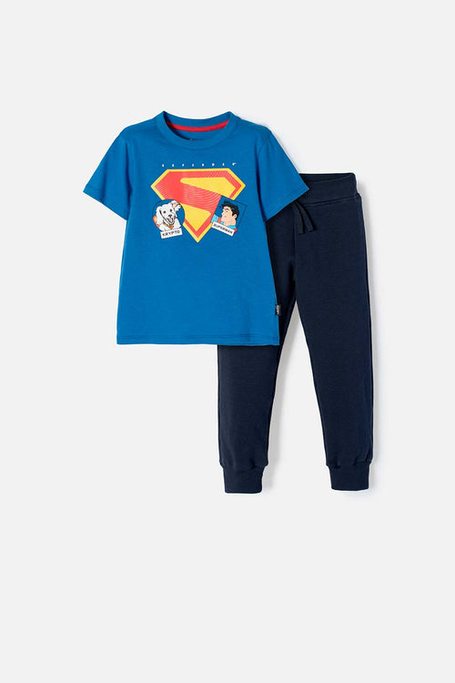 CONJUNTO DE SUPERMAN CON JOGGER AZUL PARA NIÑO 2T A 5T