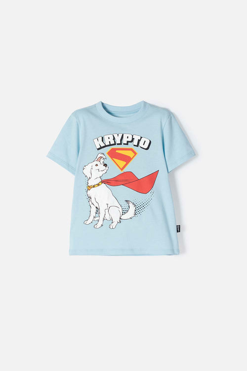 CAMISETA DE SUPERMAN MANGA CORTA AZUL PARA NIÑO 2T A 5T