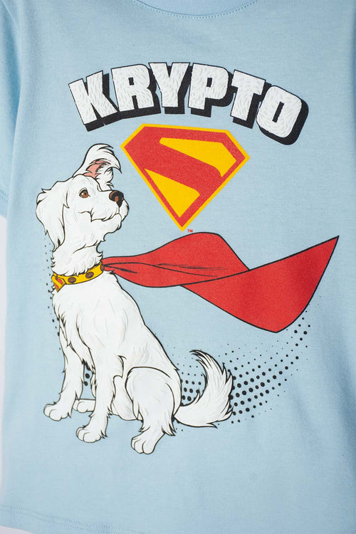 CAMISETA DE SUPERMAN MANGA CORTA AZUL PARA NIÑO 2T A 5T