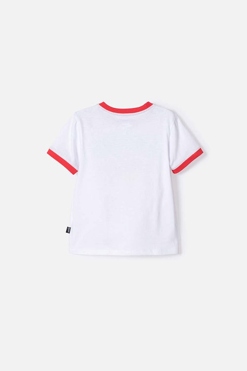 CAMISETA DE SUPERMAN MANGA CORTA BLANCO Y ROJO PARA NIÑO 2T A 5T