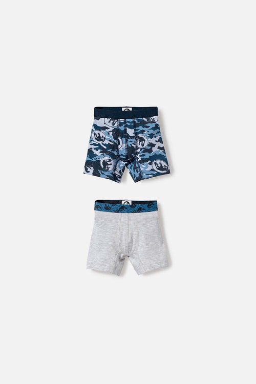 PACK X2 BOXER DE JURASSIC WORLD AZUL Y GRIS PARA NIÑO 2T A 5T