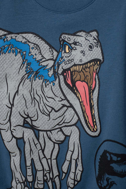 BUZO DE JURASSIC WORLD AZUL DE DISEÑO CERRADO PARA NIÑO 2T A 5T