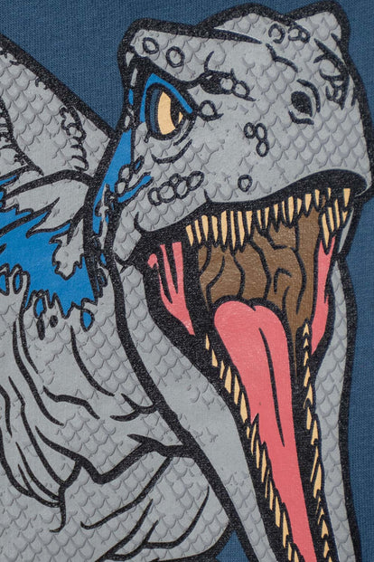 BUZO DE JURASSIC WORLD AZUL DE DISEÑO CERRADO PARA NIÑO 2T A 5T