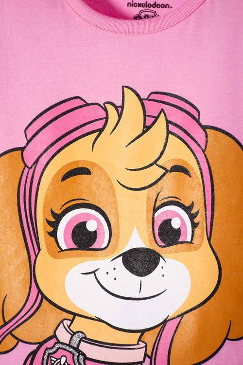 CAMISETA DE PAW PATROL MANGA CORTA ROSADA PARA NIÑA 2T A 6T