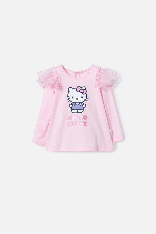 CAMISETA DE HELLO KITTY ROSADA MANGA LARGA PARA BEBÉ NIÑA