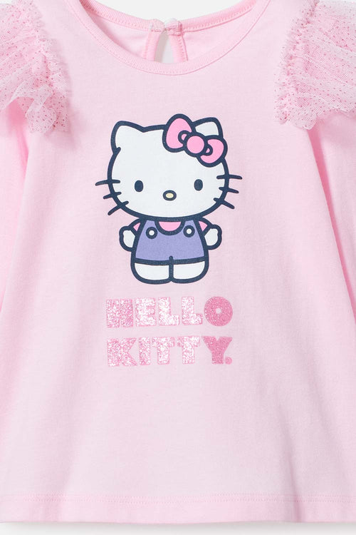 CAMISETA DE HELLO KITTY ROSADA MANGA LARGA PARA BEBÉ NIÑA