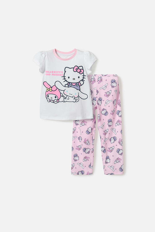 PIJAMA DE HELLO KITTY AND FRIENDS ESTAMPADA PARA NIÑA 2T A 5T