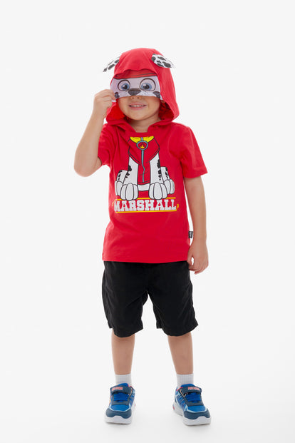 CAMISETA DE PAW PATROL CON CAPUCHA ROJO PARA NIÑO 2T A 6T