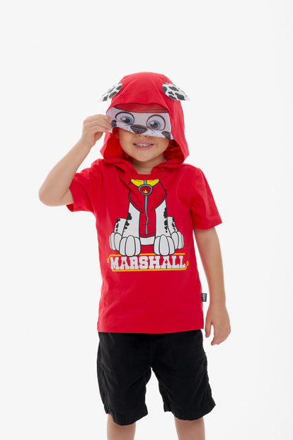 CAMISETA DE PAW PATROL CON CAPUCHA ROJO PARA NIÑO 2T A 6T