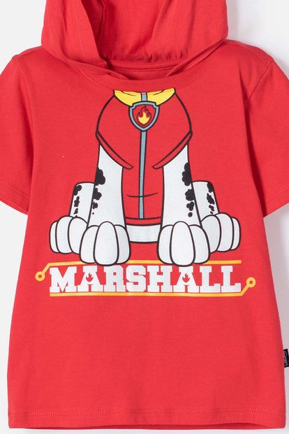 CAMISETA DE PAW PATROL CON CAPUCHA ROJO PARA NIÑO 2T A 6T