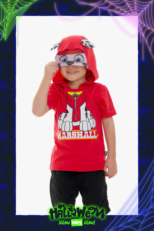 CAMISETA DE PAW PATROL CON CAPUCHA ROJO PARA NIÑO 2T A 6T