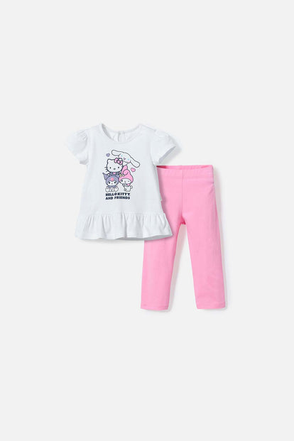 CONJUNTO DE HELLO KITTY MULTICOLOR DE PANTALÓN LARGO PARA BEBÉ NIÑA