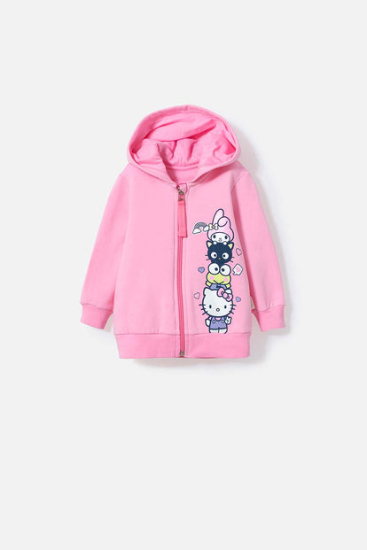 BUZO DE HELLO KITTY ROSADO CON CAPUCHA PARA BEBÉ NIÑA