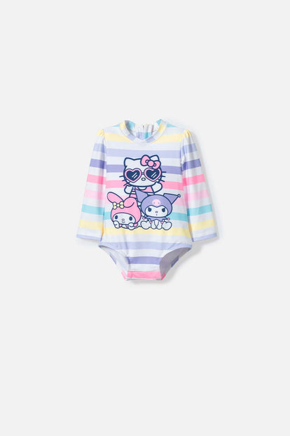 TRAJE DE BAÑO DE HELLO KITTY MULTICOLOR MANGA LARGA PARA BEBÉ NIÑA