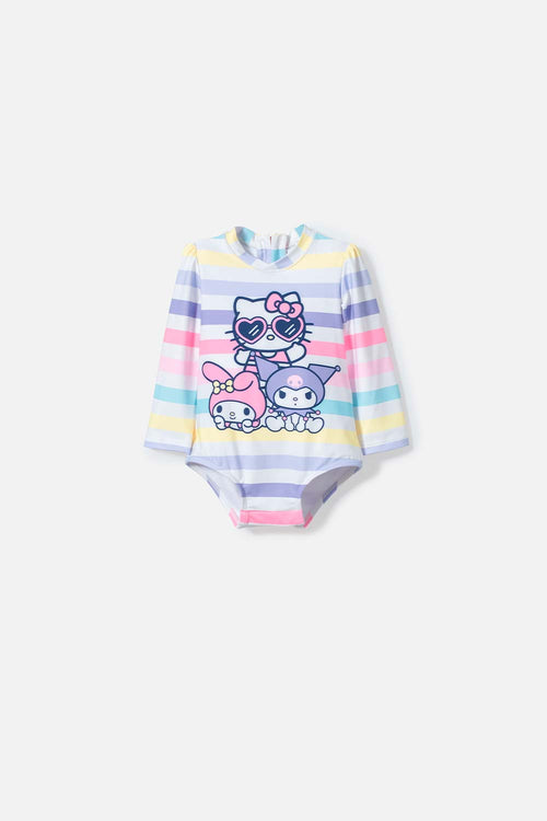 TRAJE DE BAÑO DE HELLO KITTY MULTICOLOR MANGA LARGA PARA BEBÉ NIÑA