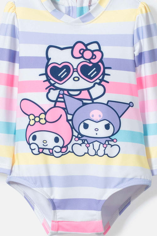 TRAJE DE BAÑO DE HELLO KITTY MULTICOLOR MANGA LARGA PARA BEBÉ NIÑA