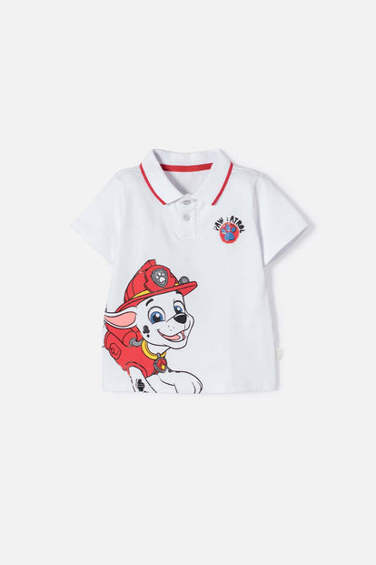 CAMISETA TIPO POLO DE PAW PATROL BLANCO PARA NIÑO 2T A 6T