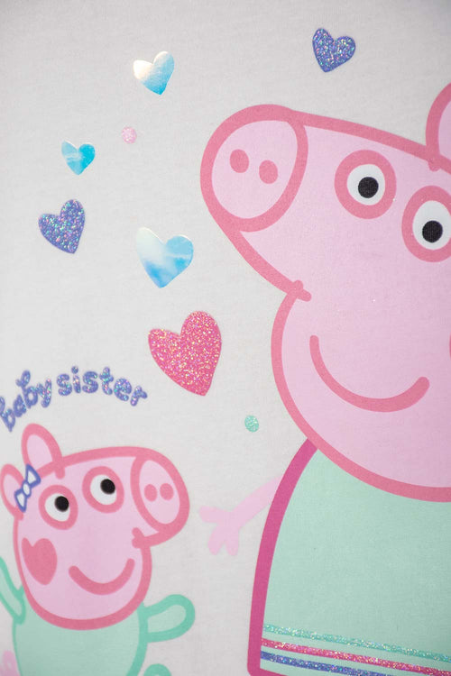 CAMISETA DE PEPPA PIG MARFIL ESTAMPADA EN FRENTE PARA NIÑA 2T A 5T