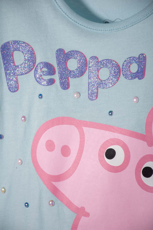 CAMISETA DE PEPPA PIG AZUL ESTAMPADA EN FRENTE PARA NIÑA 2T A 5T