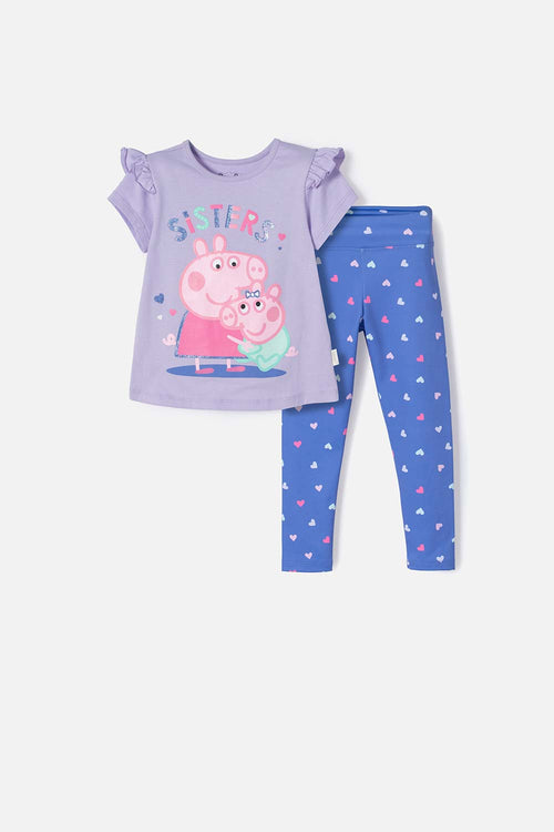 CONJUNTO DE PEPPA PIG LILA Y HORTENCIA PARA NIÑA 2T A 5T